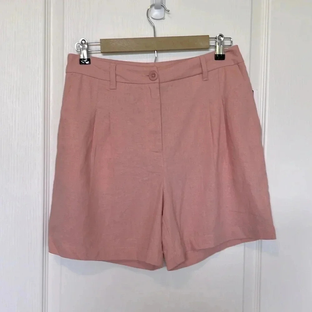 NWT Violets & Roses Stitch Fix Linen Shorts Rose Pink Color Size 6/28